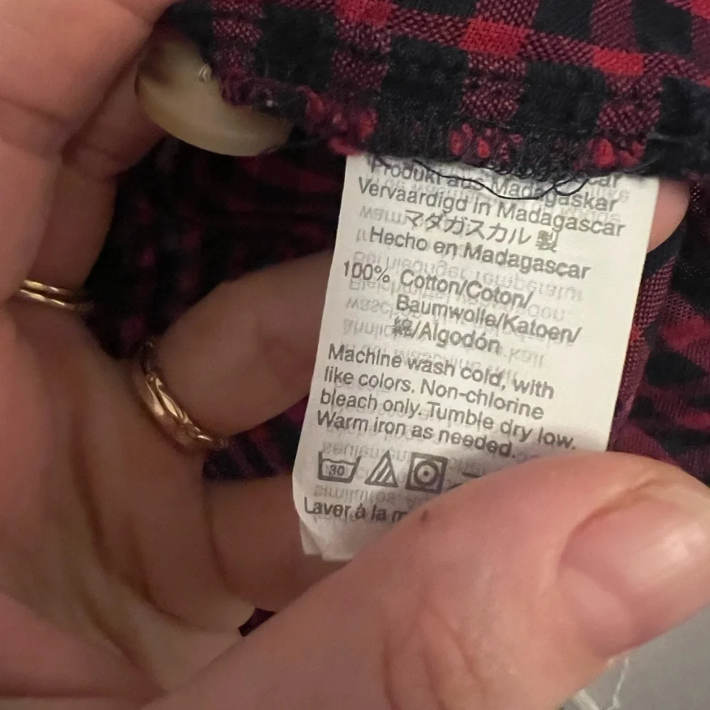 MADEWELL Red Gingham Plaid Button Down Pajama Top Size M
